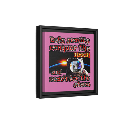 defy conquer reach - framed canvas art (light pink)