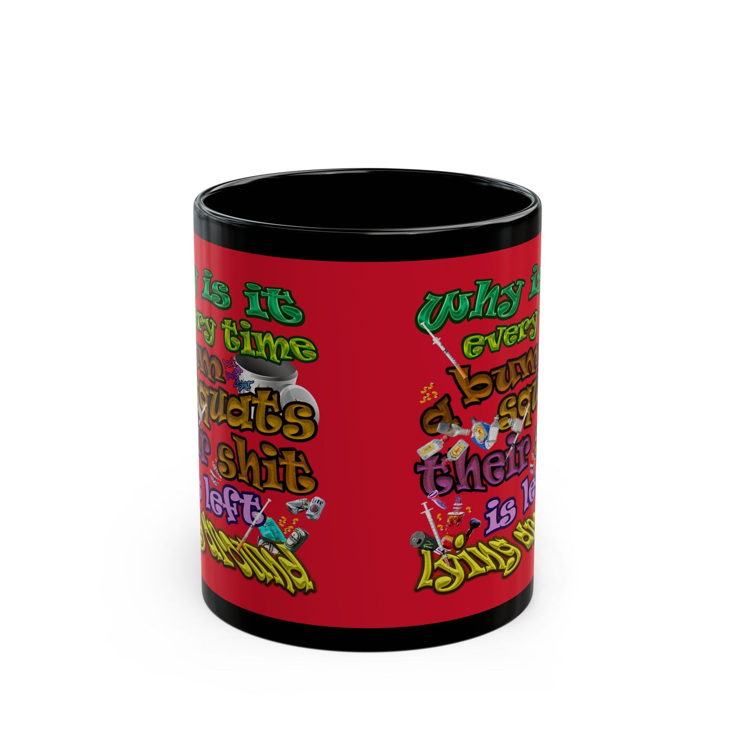 the bum's shit - Black Mug (dark red)