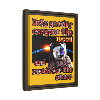 defy conquer reach - framed canvas art (yellow)