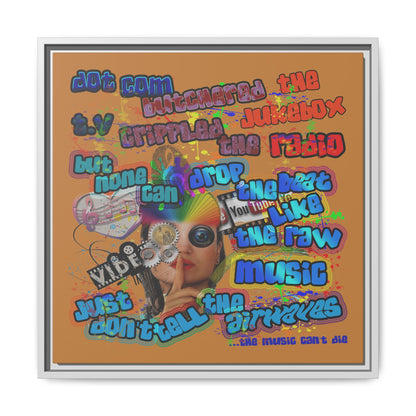 drop the beat - framed canvas art (light brown)