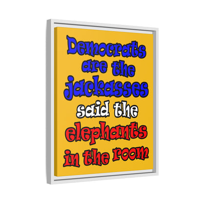 donkeys and elephants - framed canvas art (yellow)