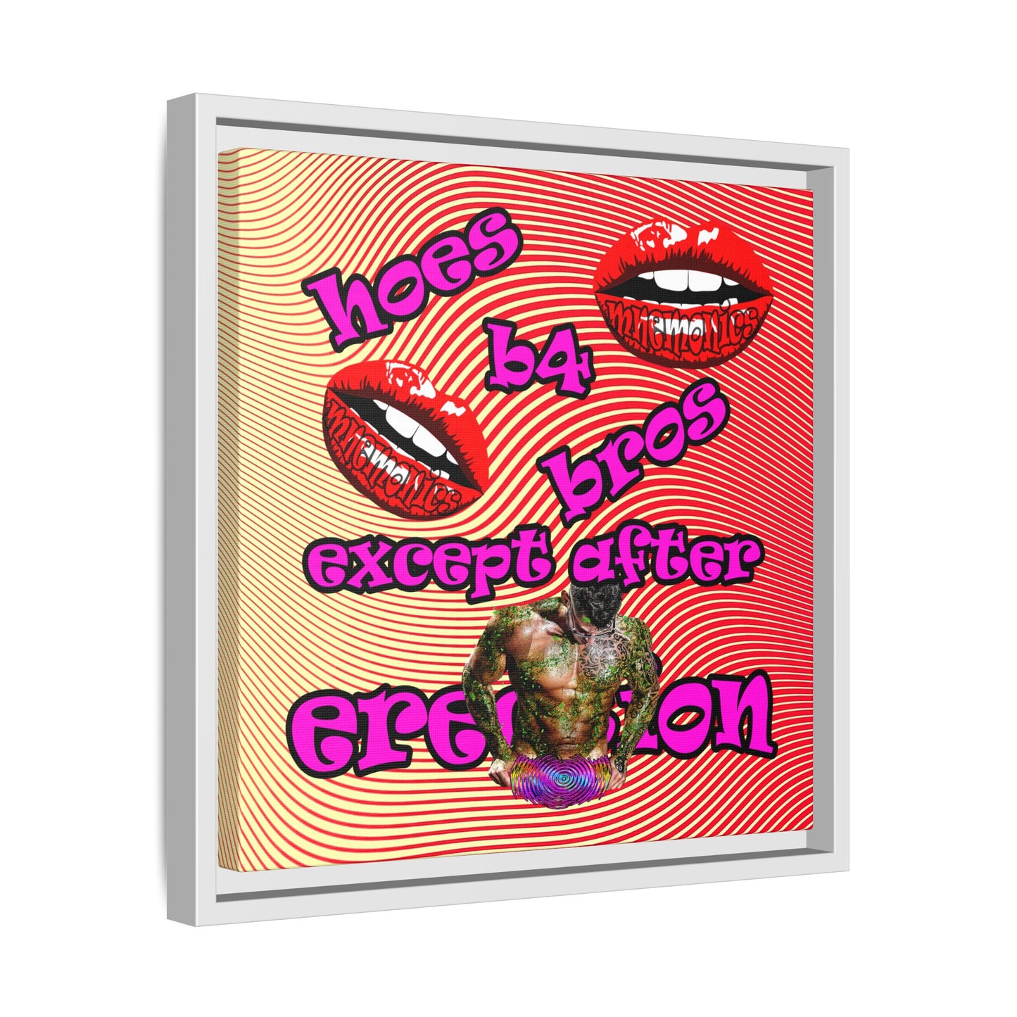 hoes b4 bros - framed canvas art (yellow-orange wave)