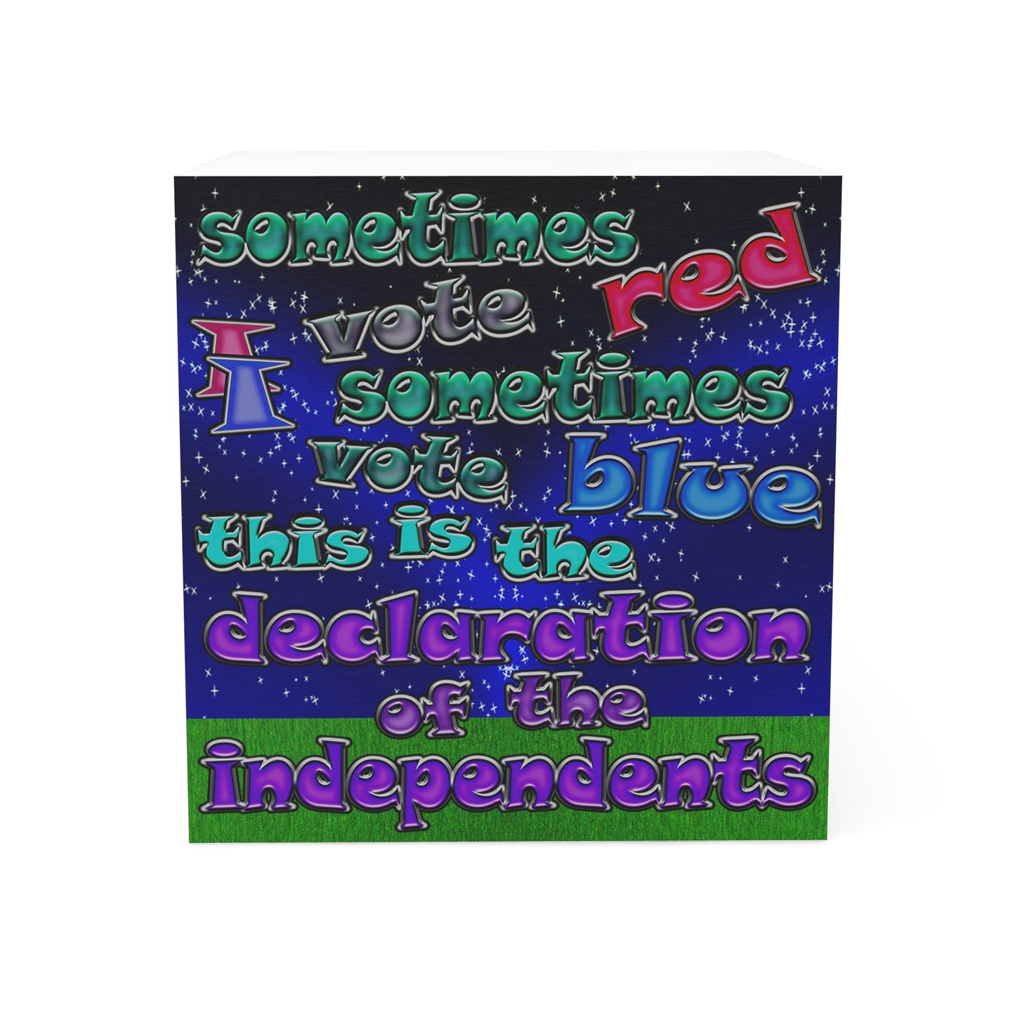 declaration of the independents - note cube ('snoops' background)