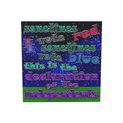 declaration of the independents - note cube ('snoops' background)
