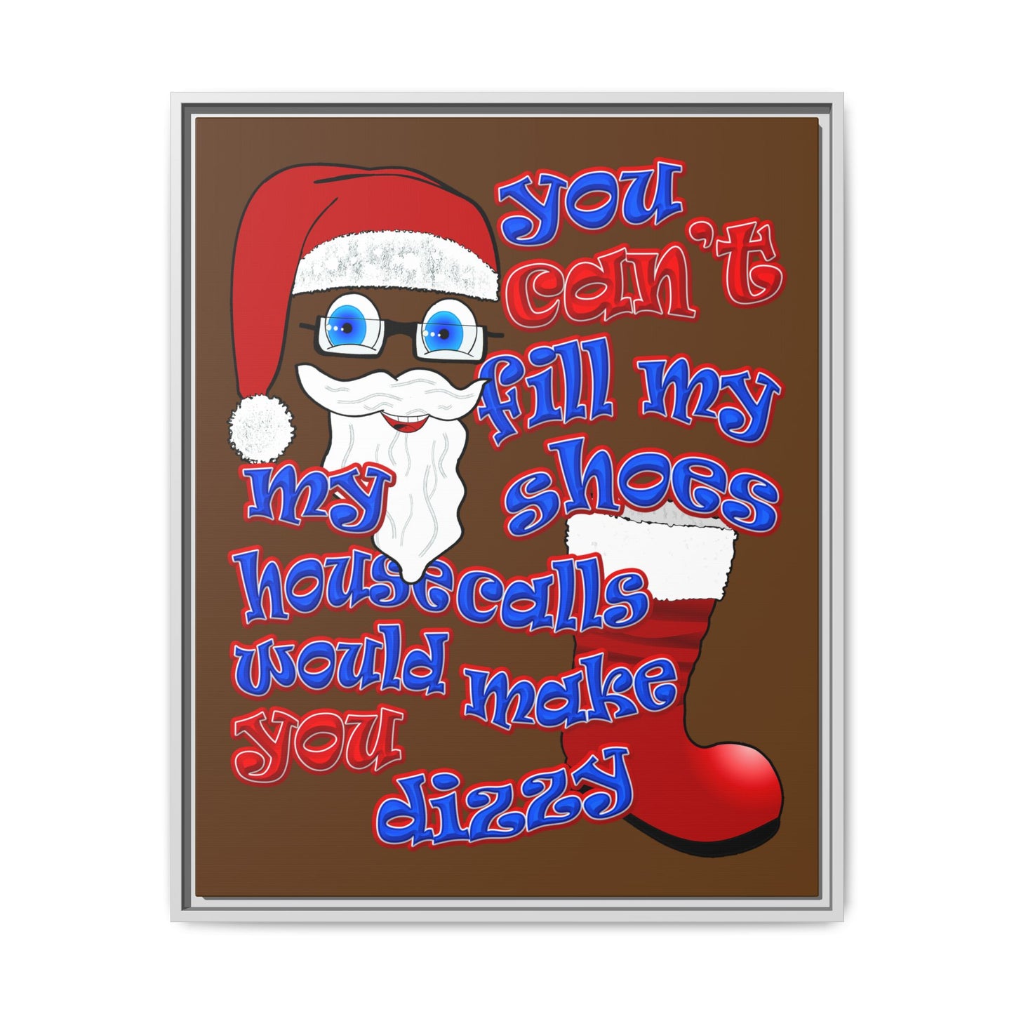 santa's shoes - framed canvas art (brown)
