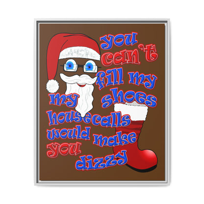 santa's shoes - framed canvas art (brown)