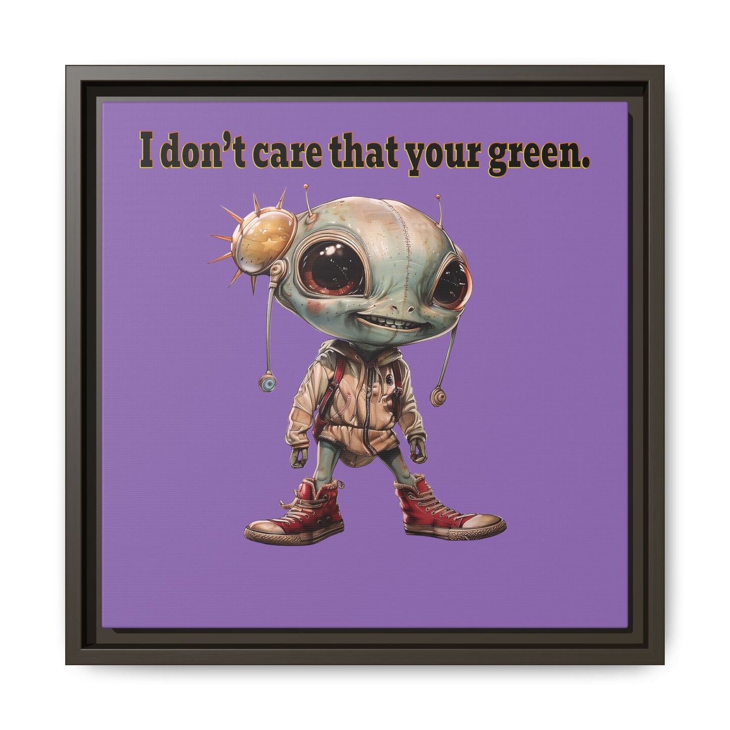 I don't care that your green - framed canvas art (light purple)
