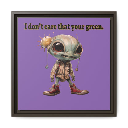 I don't care that your green - framed canvas art (light purple)