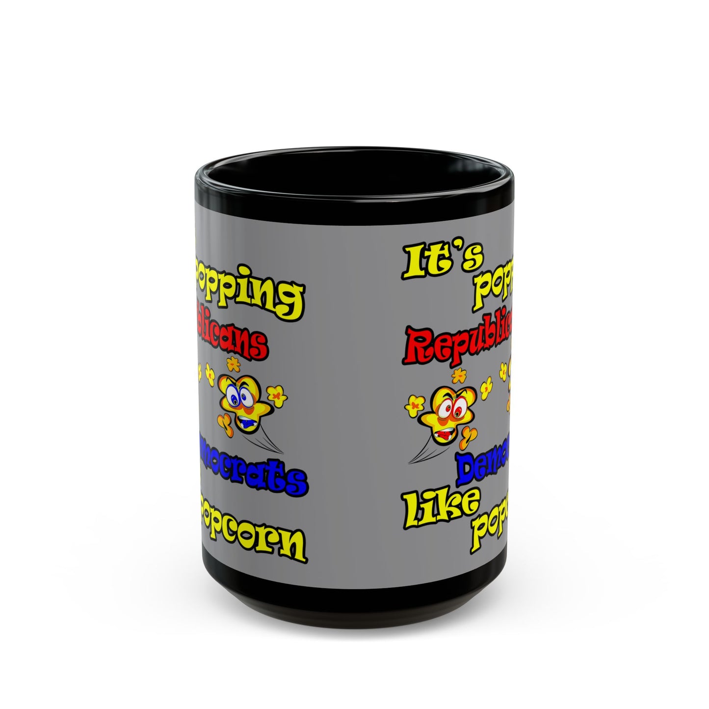 popping like popcorn - Black Mug (grey)