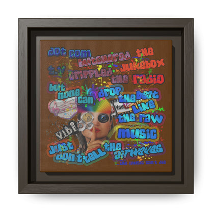 drop the beat - framed canvas art (brown)