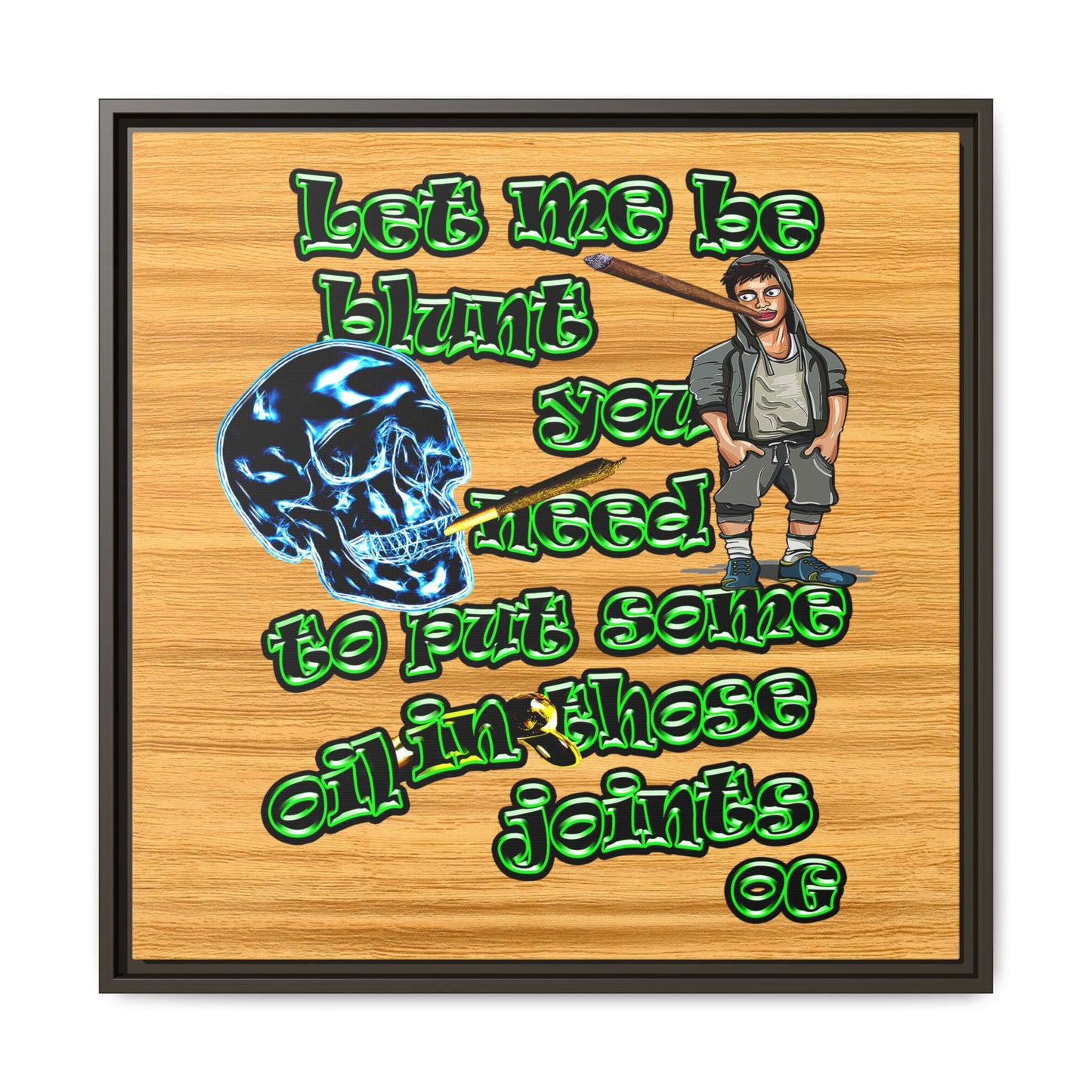 og - framed canvas art (butterscotch wood finish)