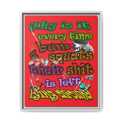 the bum's shit - framed canvas art (red)
