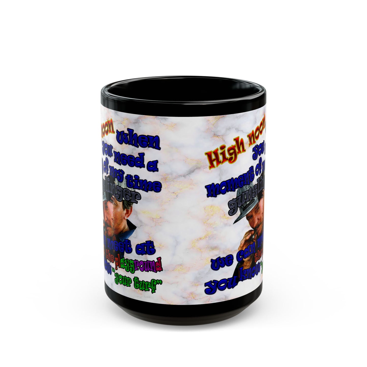 high noon - Black Mug (white marble)