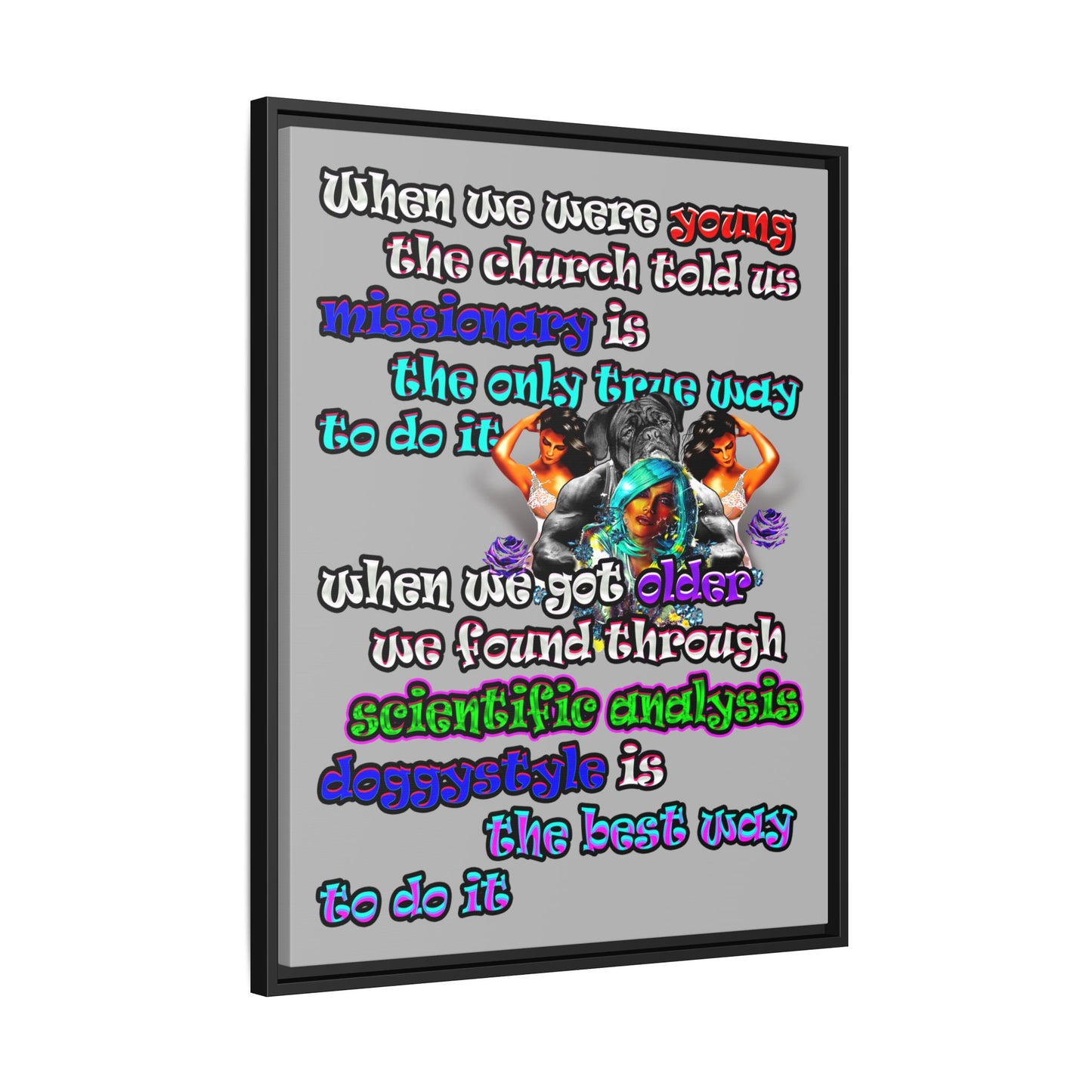 doggystyle - framed canvas art (light grey)