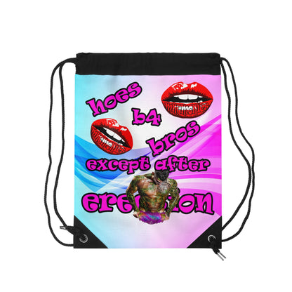 hoes b4 bros - Drawstring Bag (light blue-pink wave)