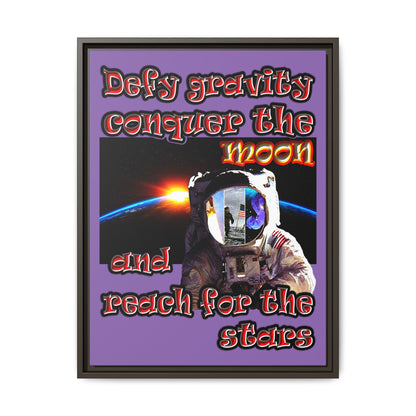 defy conquer reach - framed canvas art (light purple)