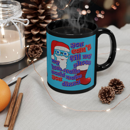 santa's shoes - Black Mug (turquoise)