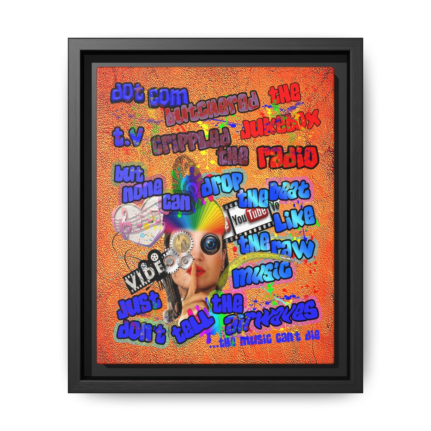drop the beat - framed canvas art (burnt orange)