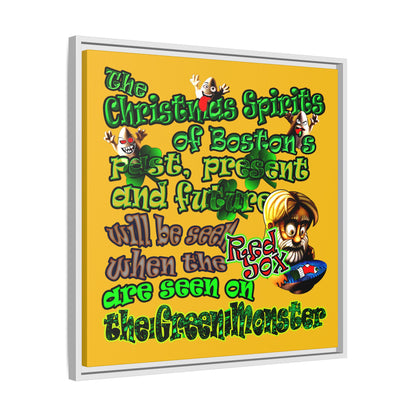 christmas spirits of boston - framed canvas art (yellow)