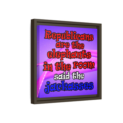 donkeys and elephants - framed canvas art (purple-pink wave)