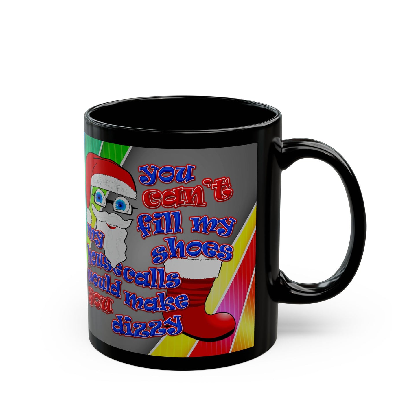 santa's shoes - Black Mug (rainbow split)