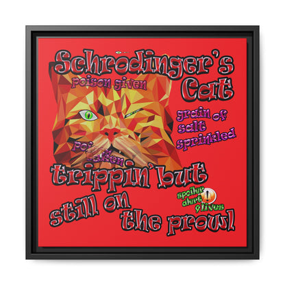 schrodinger's cat - framed canvas art (red)