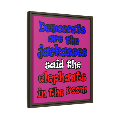 donkeys and elephants - framed canvas art (pink)