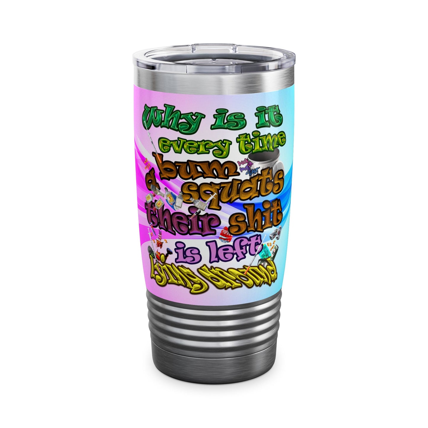 the bum's shit - Ringneck Tumbler, 20oz (light blue-pink wave)
