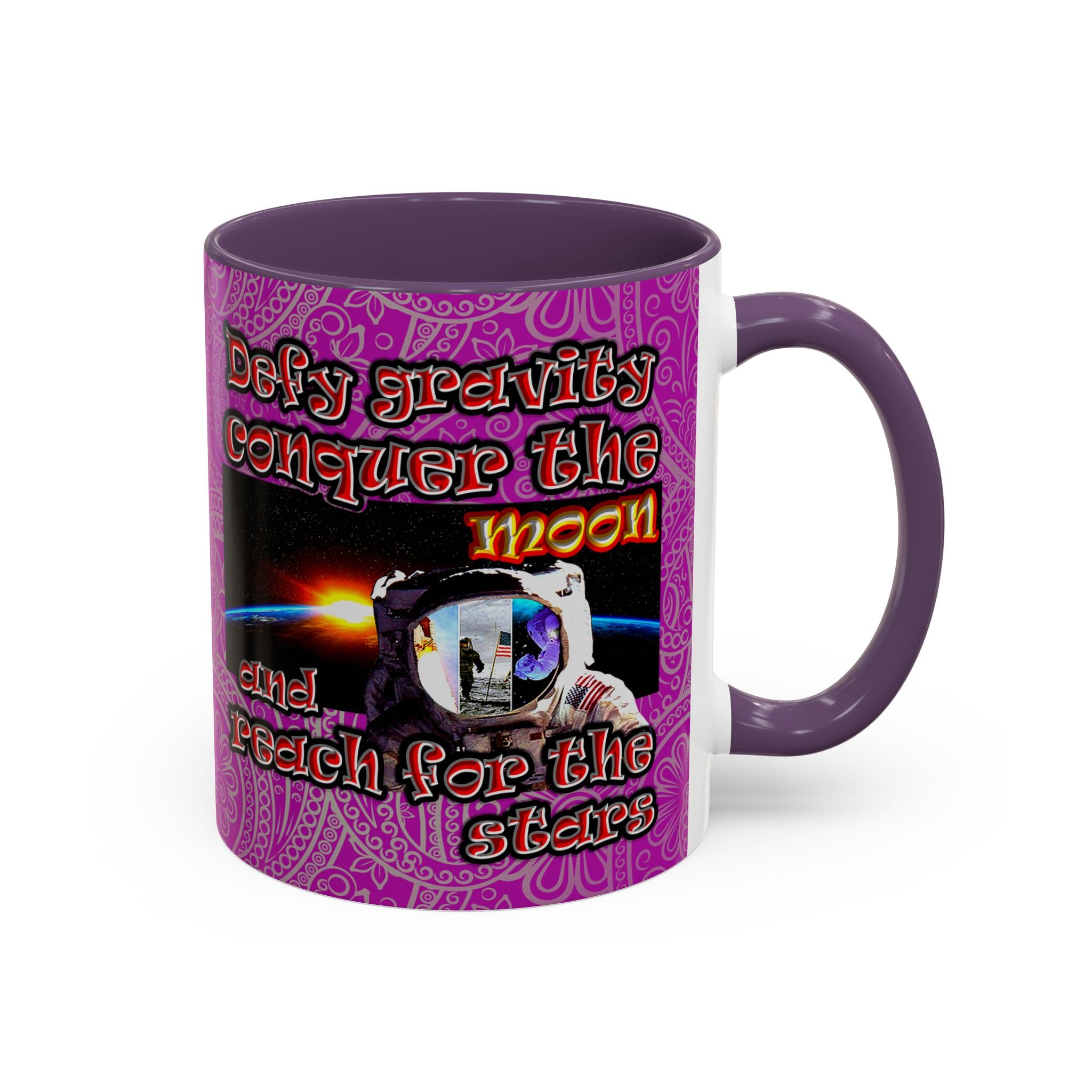 defy conquer reach - Accent Mug (pink swirl)