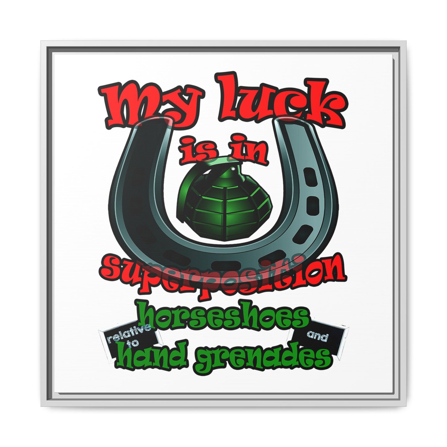 my luck - framed canvas art (white)