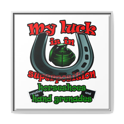 my luck - framed canvas art (white)