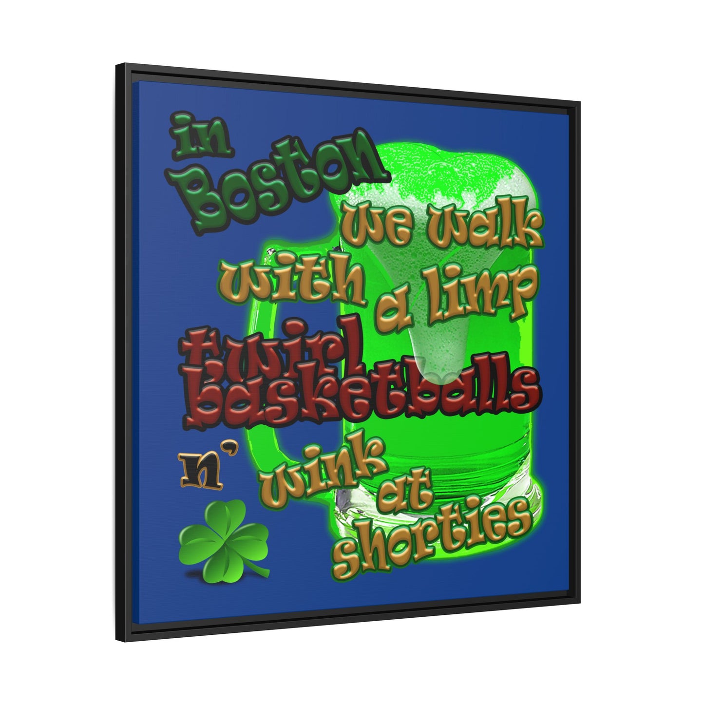 celtics logo - framed canvas art (dark blue)