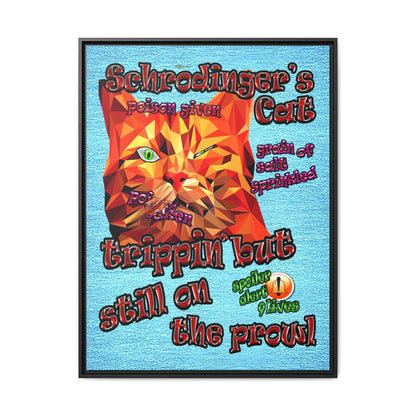 schrodinger's cat - framed canvas art (faded blue)