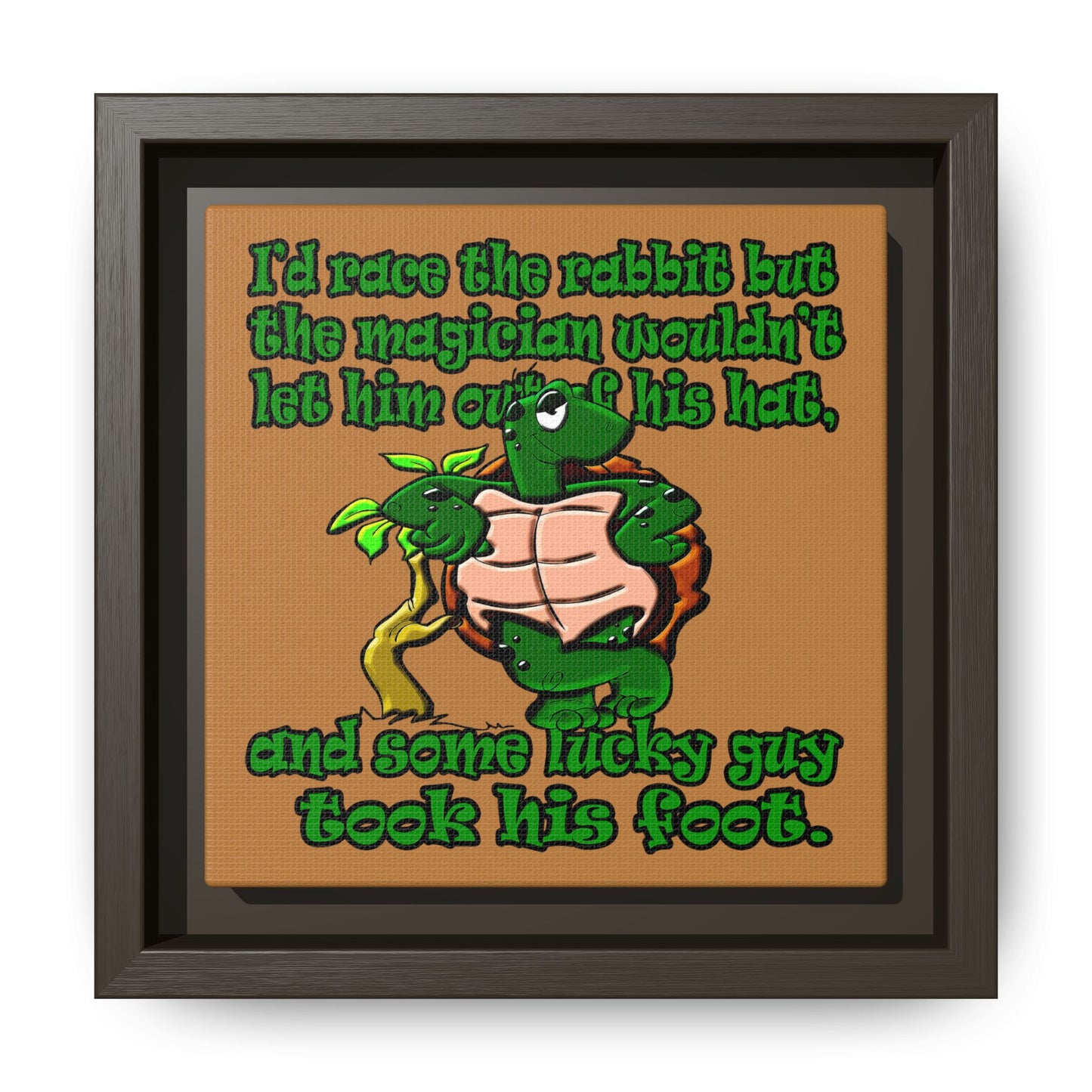 turtle race - framed canvas art (light brown)