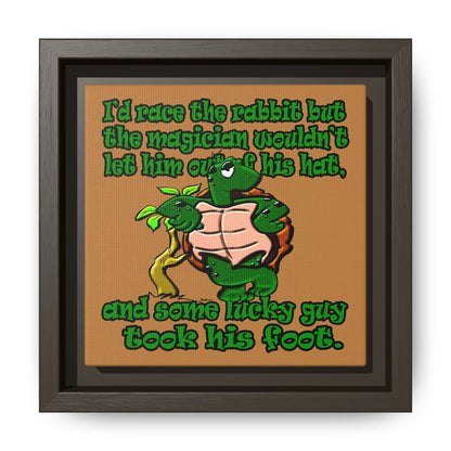 turtle race - framed canvas art (light brown)