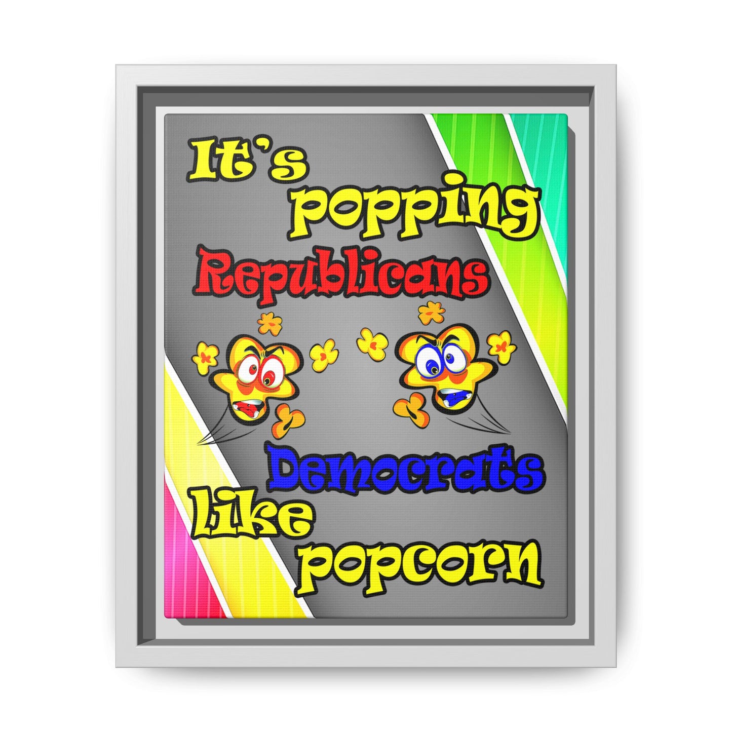 popping like popcorn - framed canvas art (rainbow split)