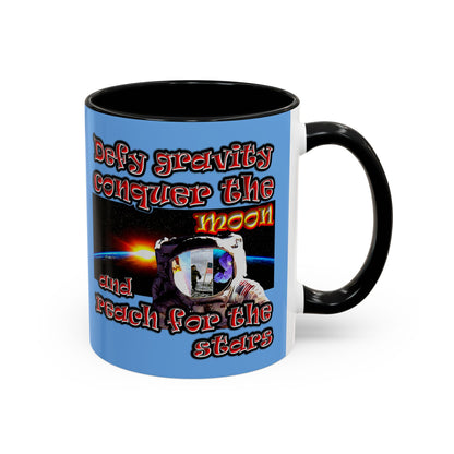 defy conquer reach - Accent Mug (light blue)
