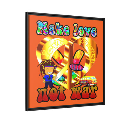 love peace - framed canvas art (orange)