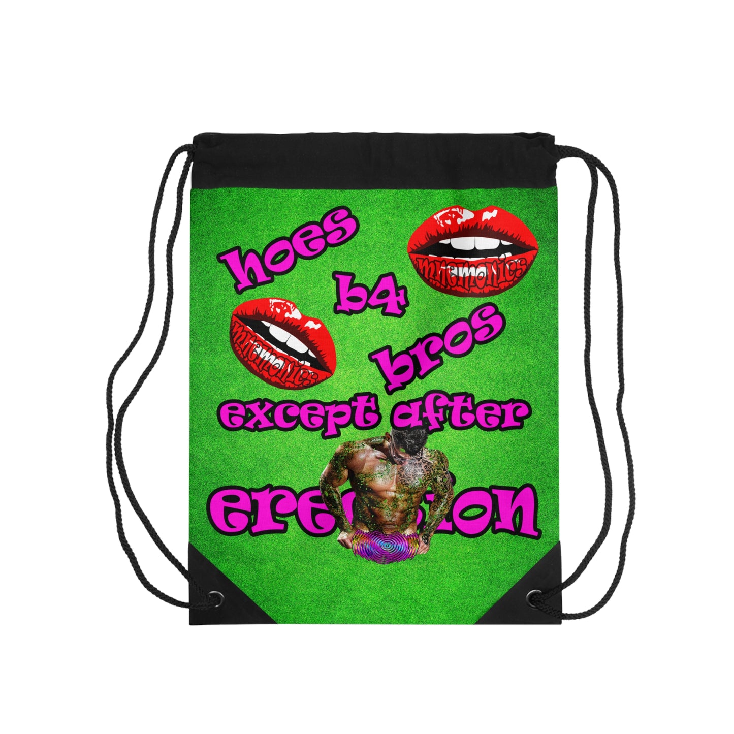hoes b4 bros - Drawstring Bag (green turf)
