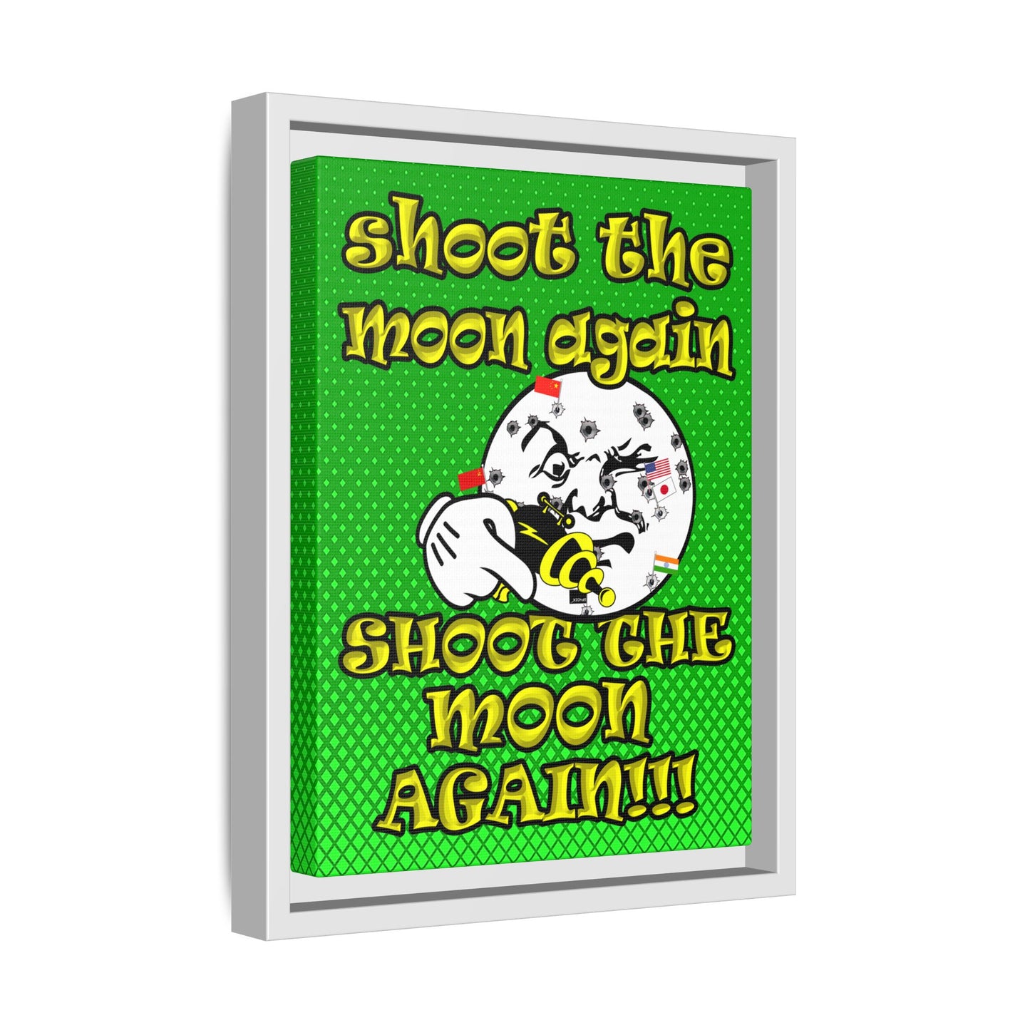 shoot the moon again - framed canvas art (logo green)