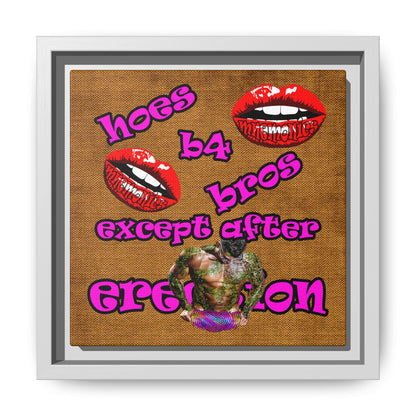 hoes b4 bros - framed canvas art (brown papyrus)