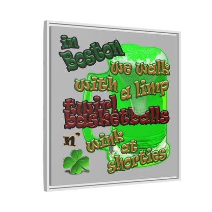 celtics logo - framed canvas art (light grey)
