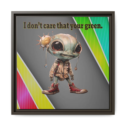 I don't care that your green - framed canvas art (rainbow split)