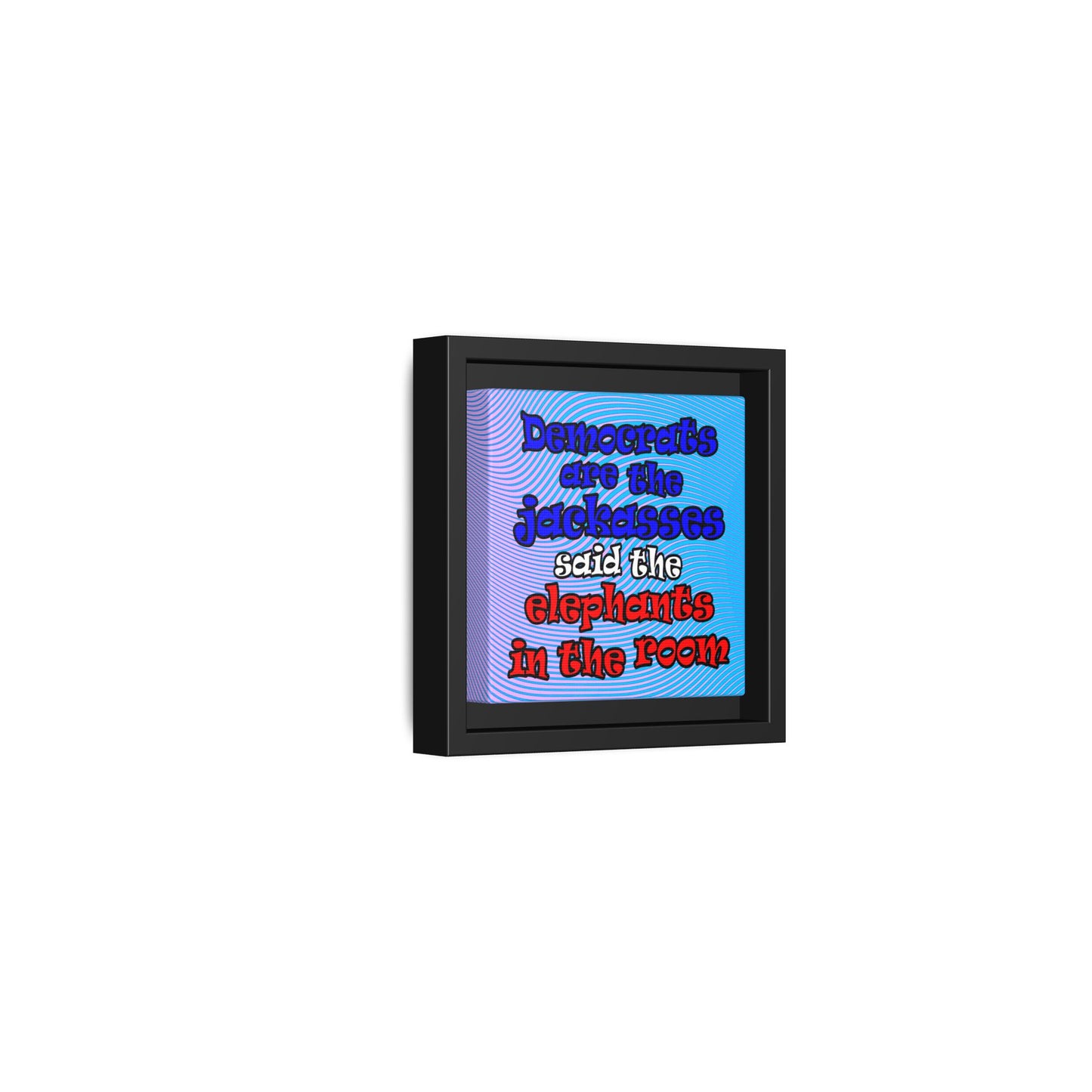donkeys and elephants - framed canvas art (light blue-purple wave)