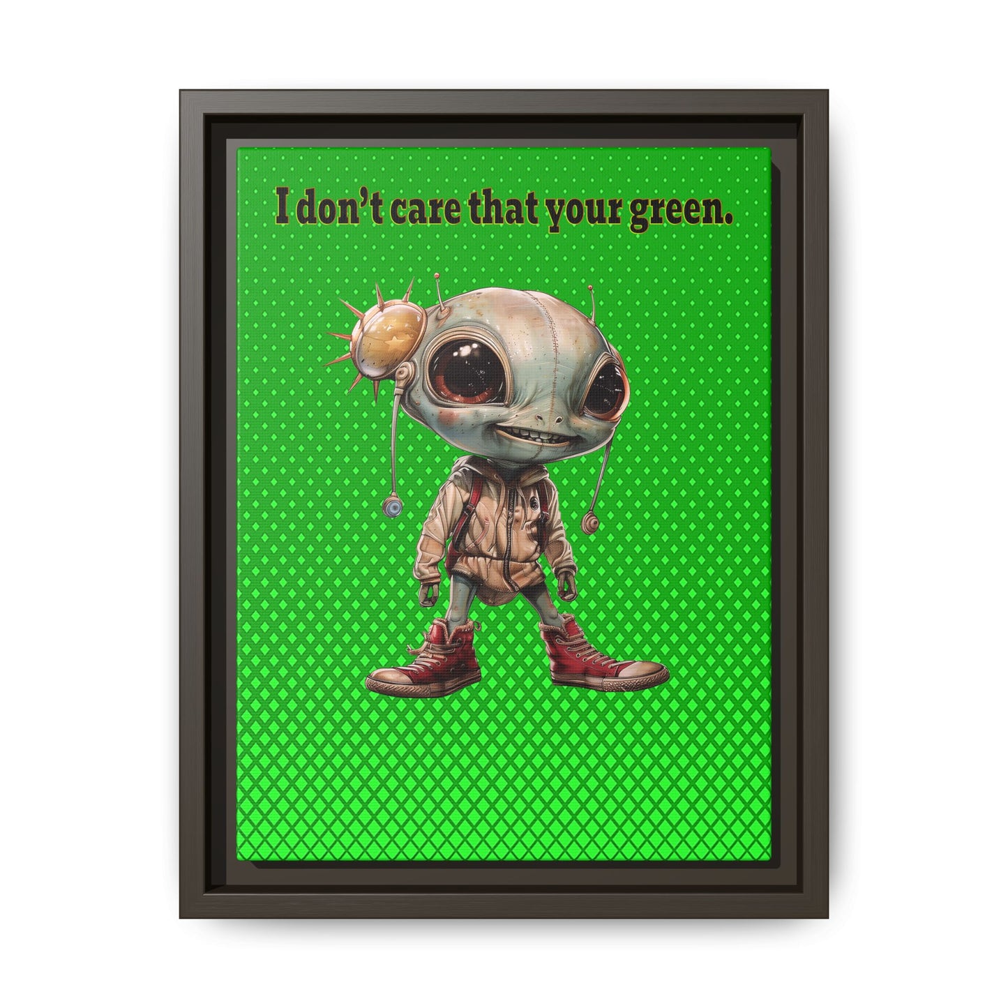 I don't care that your green - framed canvas art (logo green)
