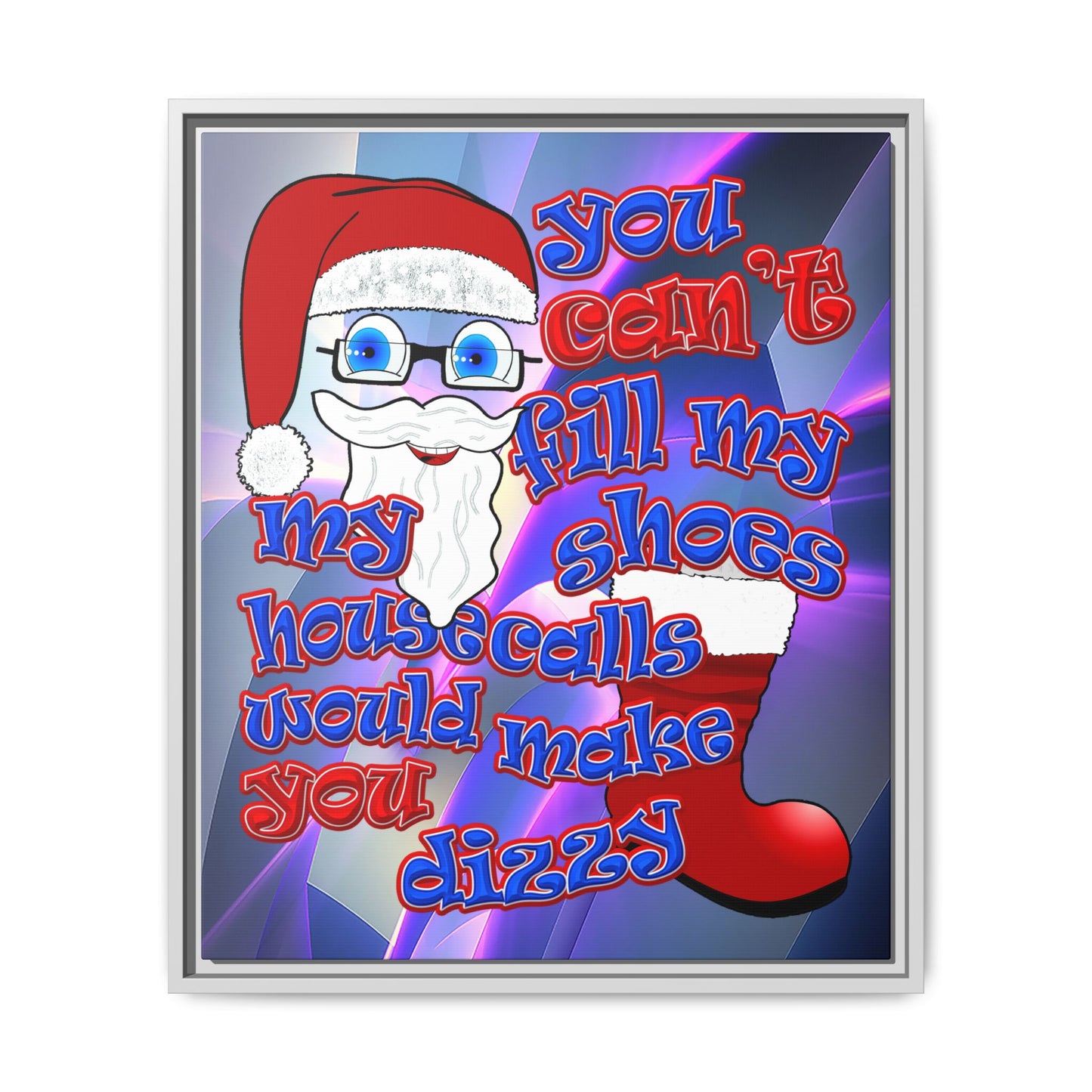 santa's shoes - framed canvas art (grey-pink wave)