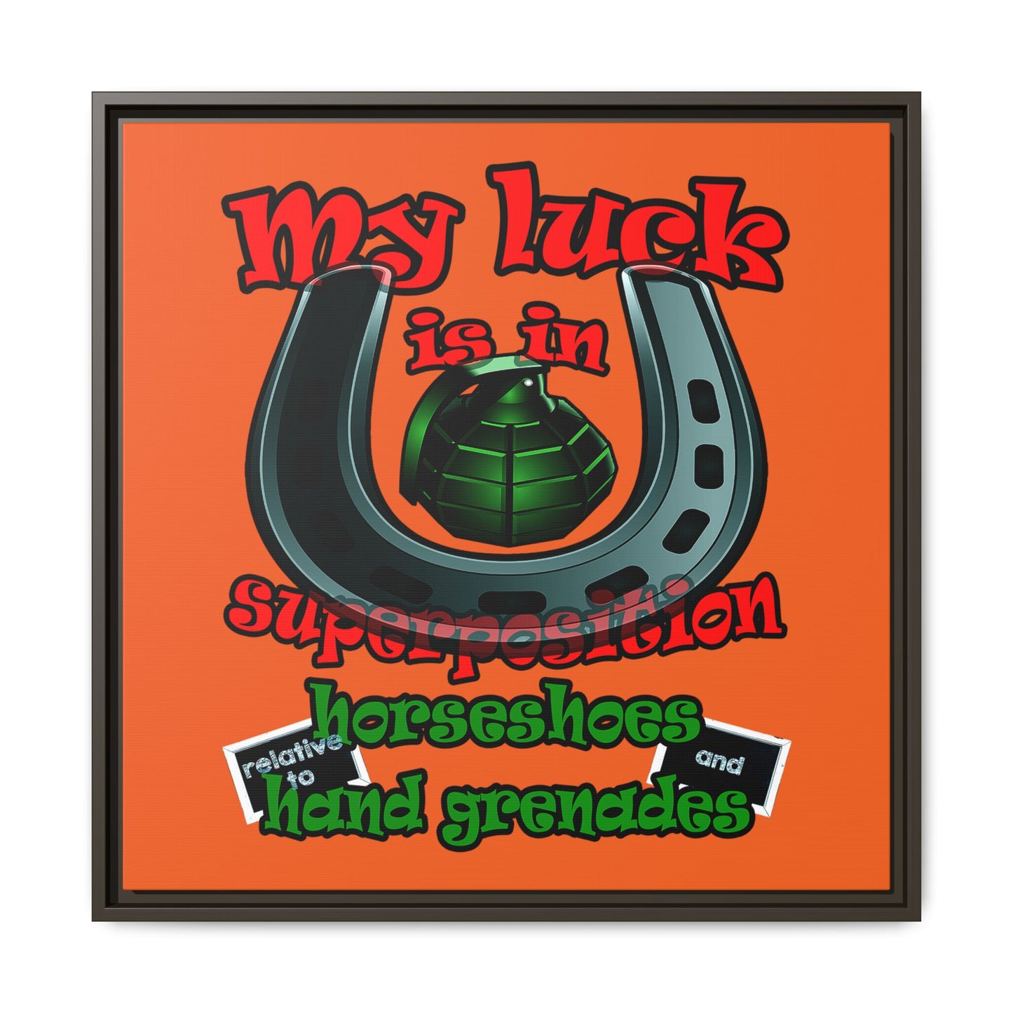 my luck - framed canvas art (orange)