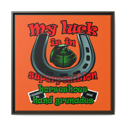my luck - framed canvas art (orange)