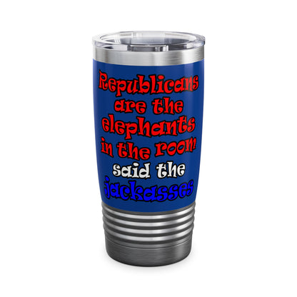 donkeys and elephants - Ringneck Tumbler, 20oz (dark blue)