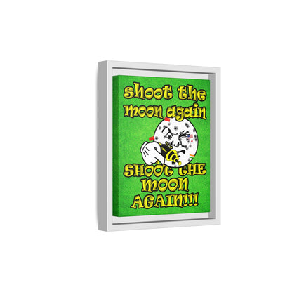 shoot the moon again - framed canvas art (green turf)